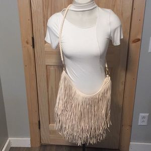 H&M fringe cream bag
